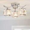 Dunelm Kleio 3 Light Glass Chrome Semi-Flush Ceiling Fitting