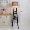 Dunelm Beaumont Wood Tripod Plant Black Floor Lamp -Lighting Heaven 30674186