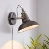 Dunelm Lucas Industrial Easy Fit Plug In Wall Light Pewter -Lighting Heaven 30674233