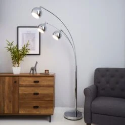 Dunelm Herm 3 Arm Arc Chrome Floor Lamp