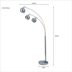 Dunelm Herm 3 Arm Arc Chrome Floor Lamp -Lighting Heaven 30674394 alt04