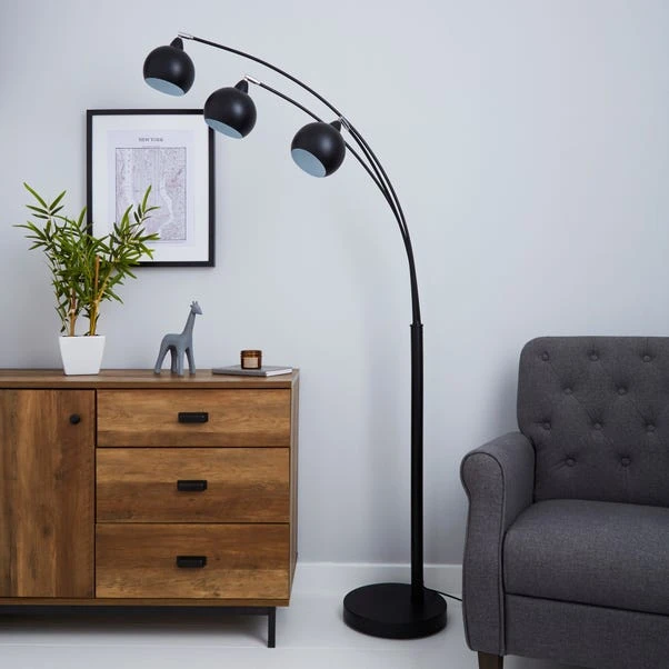 Dunelm Herm 3 Arm Arc Black Floor Lamp 4 Dunelm Herm 3 Arm Arc Black Floor Lamp - Image 2