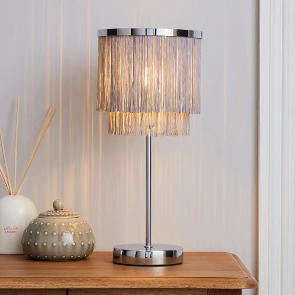 Dunelm Jaz Fringe Grey Table Lamp 3 Dunelm Jaz Fringe Grey Table Lamp