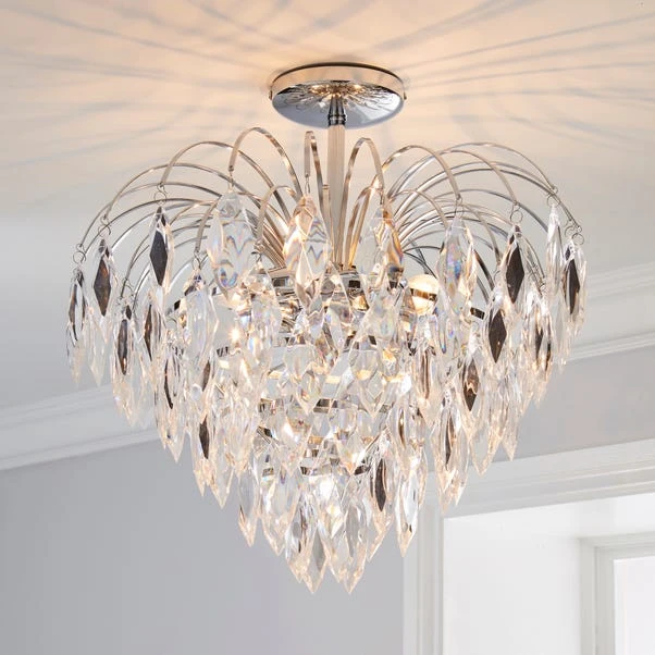 Dunelm Parla 3 Light Jewels Semi-Flush Ceiling Fitting 3 Dunelm Parla 3 Light Jewels Semi-Flush Ceiling Fitting