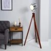Dunelm Carlton Camera Tripod Wood Floor Lamp -Lighting Heaven 30678659
