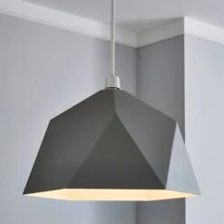 Dunelm Lily Geometric Easy Fit Pendant Grey