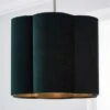 Dunelm Vivian 25cm Scallop Velvet Green Lamp Shade -Lighting Heaven 30690172