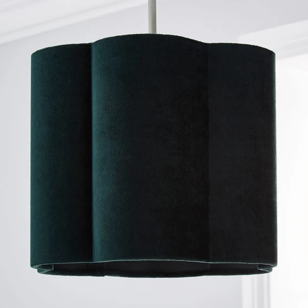 Dunelm Vivian 25cm Scallop Velvet Green Lamp Shade 4 Dunelm Vivian 25cm Scallop Velvet Green Lamp Shade - Image 2