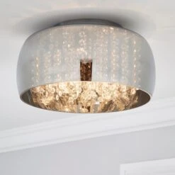 Dunelm Seychelles Smoked Flush Ceiling Fitting