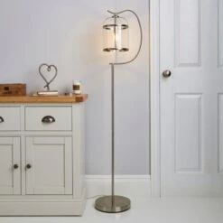 Dunelm Hurricane Satin Nickel Floor Lamp
