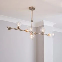 Dunelm Tarsia Glass Ceiling Fitting Satin Nickel