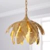 Dunelm Farrah Palm Leaf Ceiling Fitting Gold -Lighting Heaven 30713806