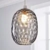 Dunelm Elodie Dimpled Glass Easy Fit Pendant Grey Lustre 1 Dunelm Elodie Dimpled Glass Easy Fit Pendant Grey Lustre -Lighting Heaven 30713820