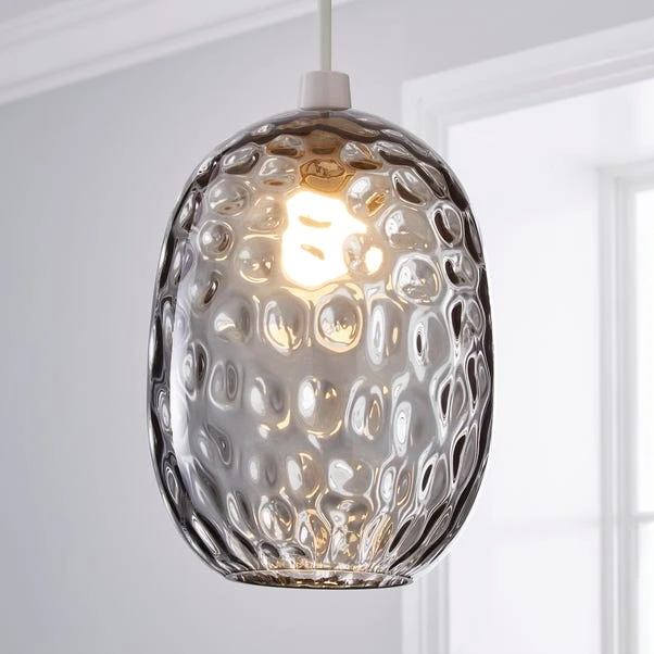 Dunelm Elodie Dimpled Glass Easy Fit Pendant Grey Lustre 3 Dunelm Elodie Dimpled Glass Easy Fit Pendant Grey Lustre