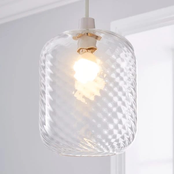 Dunelm Elodie Ribbed Glass Easy Fit Pendant Clear Lustre 3 Dunelm Elodie Ribbed Glass Easy Fit Pendant Clear Lustre
