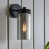 Dunelm Ellison Matt Black Smoked Glass Outdoor Wall Light -Lighting Heaven 30730430