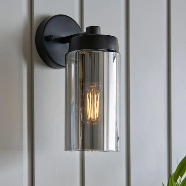Dunelm Ellison Matt Black Smoked Glass Outdoor Wall Light 3 Dunelm Ellison Matt Black Smoked Glass Outdoor Wall Light