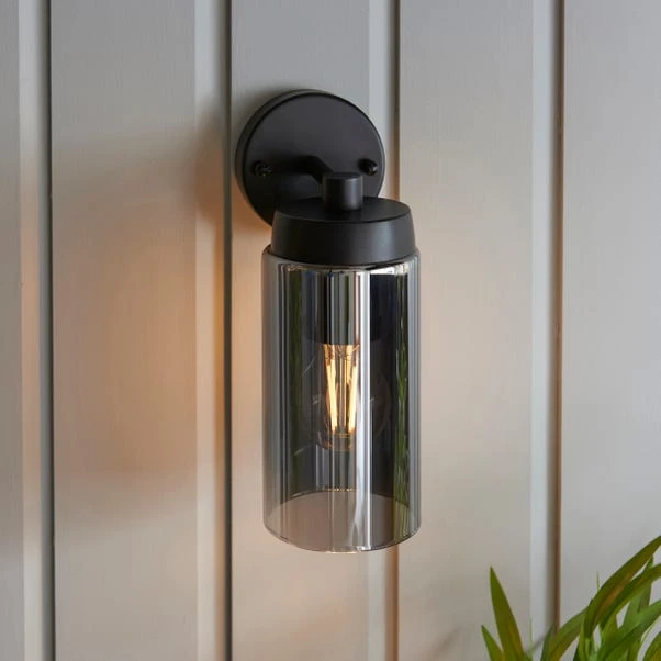 Dunelm Ellison Matt Black Smoked Glass Outdoor Wall Light 5 Dunelm Ellison Matt Black Smoked Glass Outdoor Wall Light - Image 3