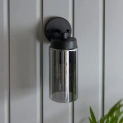 Dunelm Ellison Matt Black Smoked Glass Outdoor Wall Light 11 Dunelm Ellison Matt Black Smoked Glass Outdoor Wall Light -Lighting Heaven 30730430 alt03