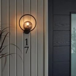 Dunelm Fort Halo Black Smoked Glass Outdoor Wall Light -Lighting Heaven 30730434 alt02