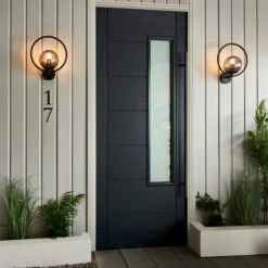 Dunelm Fort Halo Black Smoked Glass Outdoor Wall Light -Lighting Heaven 30730434 alt04
