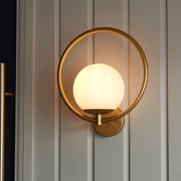 Dunelm Fort Halo Gold Frosted Glass Outdoor Wall Light 3 Dunelm Fort Halo Gold Frosted Glass Outdoor Wall Light