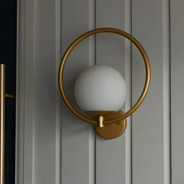 Dunelm Fort Halo Gold Frosted Glass Outdoor Wall Light 4 Dunelm Fort Halo Gold Frosted Glass Outdoor Wall Light - Image 2