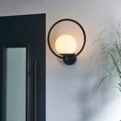 Dunelm Fort Halo Black Opal Glass Outdoor Wall Light -Lighting Heaven 30730436 alt04