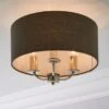Dunelm Preston Nickel Charcoal Flush Ceiling Fitting -Lighting Heaven 30730505