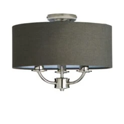Dunelm Preston Nickel Charcoal Flush Ceiling Fitting -Lighting Heaven 30730505 alt05