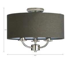 Dunelm Preston Nickel Charcoal Flush Ceiling Fitting -Lighting Heaven 30730505 alt07
