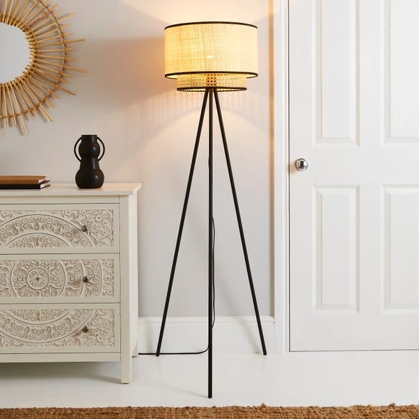 Dunelm Malika Cane 2 Tier Tripod Floor Lamp 3 Dunelm Malika Cane 2 Tier Tripod Floor Lamp