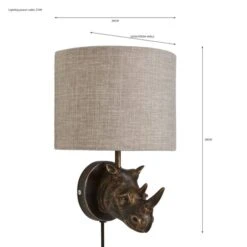 Dunelm Rob The Rhino Easy Fit Plug In Wall Light 13 Dunelm Rob The Rhino Easy Fit Plug In Wall Light -Lighting Heaven 30731231 alt07