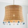 Dunelm Fiesta Rattan Pom Pom Easy Fit Pendant Shade -Lighting Heaven 30734618