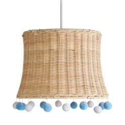 Dunelm Fiesta Rattan Pom Pom Easy Fit Pendant Shade -Lighting Heaven 30734618 alt05