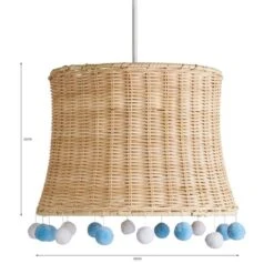 Dunelm Fiesta Rattan Pom Pom Easy Fit Pendant Shade -Lighting Heaven 30734618 alt07