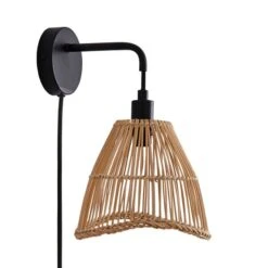 Elements Jaula Rattan Easy Fit Plug In Wall Light -Lighting Heaven 30752930 alt05