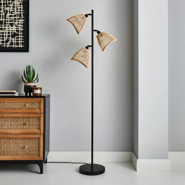 Elements Jaula 3 Light Rattan Floor Lamp 4 Elements Jaula 3 Light Rattan Floor Lamp - Image 2