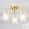 Dunelm Palazzo Gold 3 Light Semi Flush Fitting 1 Dunelm Palazzo Gold 3 Light Semi Flush Fitting -Lighting Heaven 30753376