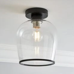 Dunelm Lenny 1 Light Black Flush Ceiling Fitting