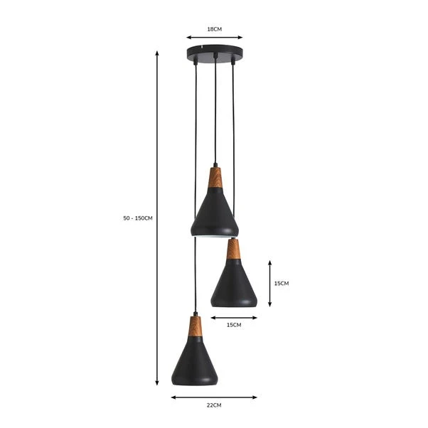 Elements Wolston 3 Light Cluster Ceiling Fitting 8 Elements Wolston 3 Light Cluster Ceiling Fitting - Image 6