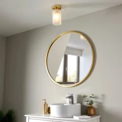 Dunelm Fryer Bathroom 1 Light Flush Ceiling Gold -Lighting Heaven 30766172 alt02