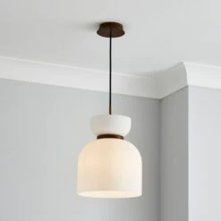 Dunelm Tien Walnut 1 Light Pendant Ceiling Fitting