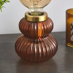 Dunelm Nolan Ribbed Glass Table Lamp Base -Lighting Heaven 30766247 alt02
