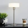 Dunelm Amelie Opal Glass Satin Nickel Table Lamp -Lighting Heaven 30768659