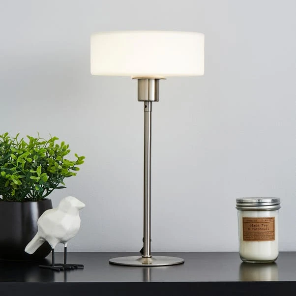 Dunelm Amelie Opal Glass Satin Nickel Table Lamp 3 Dunelm Amelie Opal Glass Satin Nickel Table Lamp