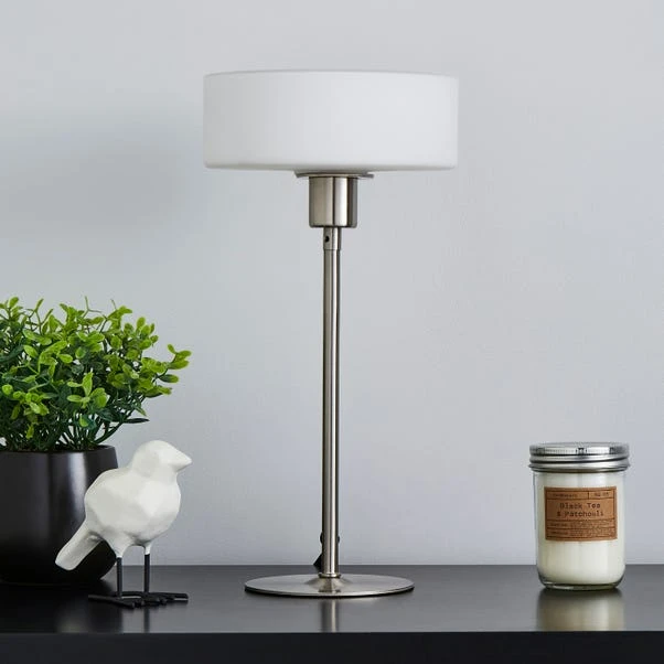 Dunelm Amelie Opal Glass Satin Nickel Table Lamp 4 Dunelm Amelie Opal Glass Satin Nickel Table Lamp - Image 2