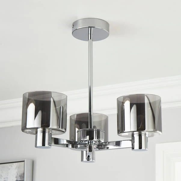 Dunelm Erin Ceiling 3 Light Smoked Ceiling Fitting 4 Dunelm Erin Ceiling 3 Light Smoked Ceiling Fitting - Image 2