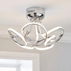 Dunelm Cortez 5 Light Integrated LED Swirl Semi-Flush Ceiling Fitting