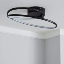 Dunelm Menton Integrated LED Swirl Black Semi-Flush Ceiling Fitting -Lighting Heaven 30781659 alt01